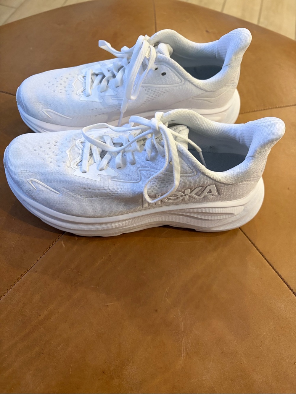 Hoka Clifton 10 All-White Athletic Sneakers - Size 6 - Picture 2 of 4
